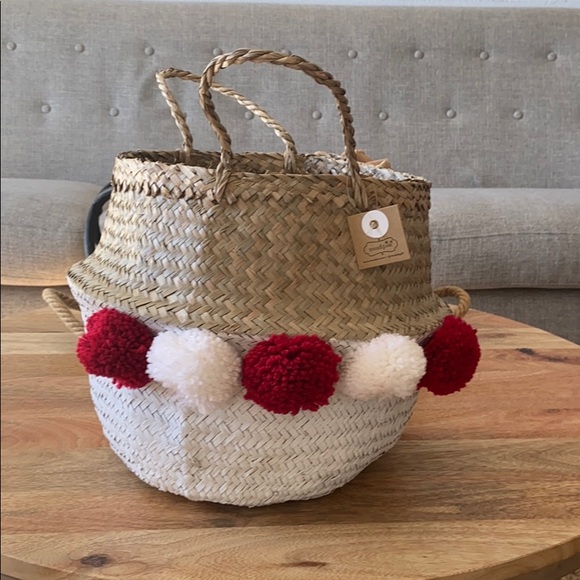 Mud Pie Pompom Holidays Collapsible Basket - Picture 2 of 16